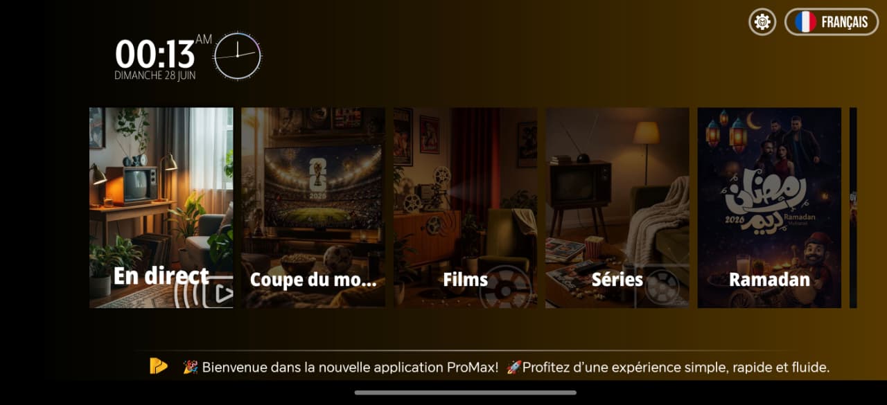 Aperçu de l'application ProMax TV Player