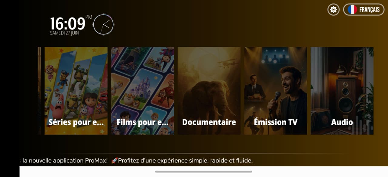 ProMax TV Player — Catégories variées